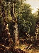 Asher Brown Durand Landscape (Birch and Oaks) oil